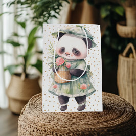 Grönt Blommigt Panda Baby Burp Cloth