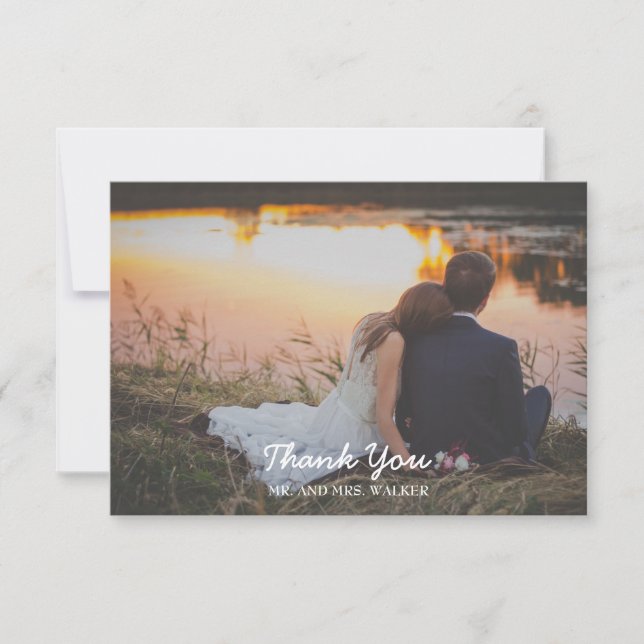 Grönt Blommigt Photo Bröllop / Shower - tackkort Tack Kort (Framsida)