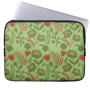 Grönt blommigt, sömlös blomma från mönster, gren, laptop fodral