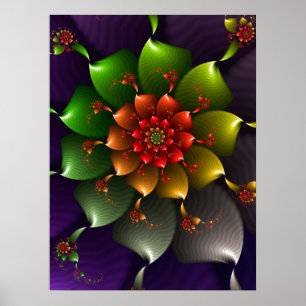 Grönt Blommigt Spiral Poster