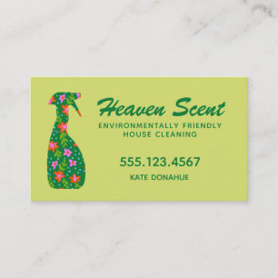 Grönt Blommigt Spray Flaska House Cleaner Business Visitkort