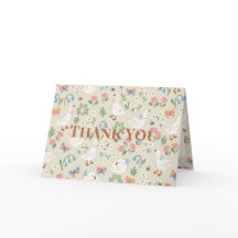 Grönt Blommigt Trädgård Tack Kort
