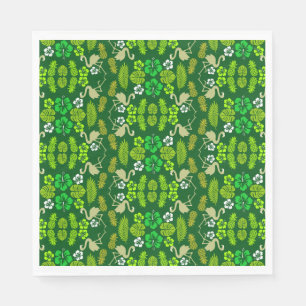Grönt Blommigt Tropical Fruit Patterned Pappersservett
