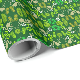 Grönt Blommigt Tropical Fruit Patterned Presentpapper