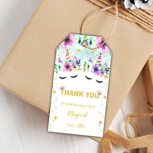 Grönt Blommigt Tvilling Birthday Gift-Märkre Presentetikett (Green Floral Twin Birthday Gift Tags)