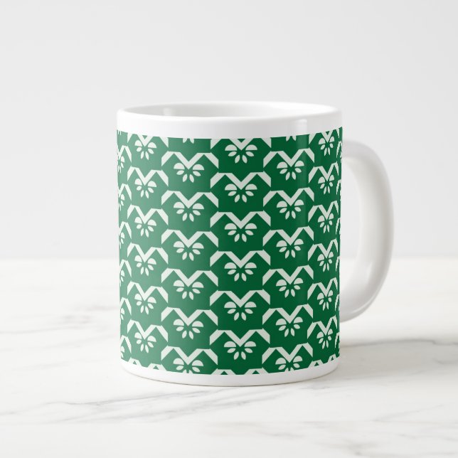 Grönt blommigt zigzag jumbo mugg (Framsida höger)