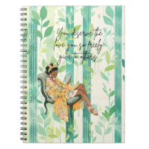 Grönt Blommönster Black Girl Reading Writer's