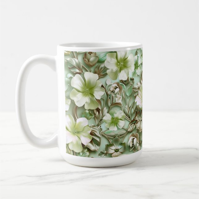 Grönt, Blommönster Kaffemugg (Vänster)
