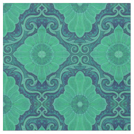 "Grönt blommor" bohemian arabesque mönster Tyg
