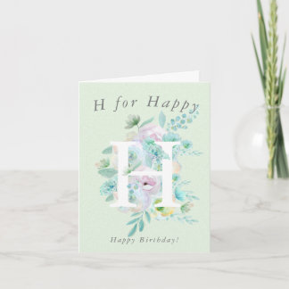 Grönt blommor H för Grattis på födelsedagen Card 2 Kort