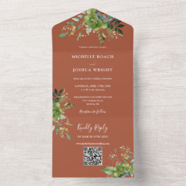 Grönt blomster QR-kod Modern Terrakotta Bröllop