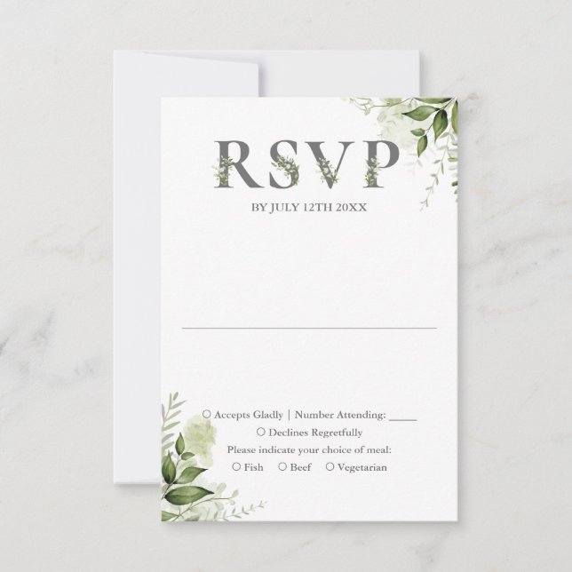 Grönt blomster typografi bröllop OSA kort (Framsida)