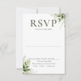Grönt blomster typografi bröllop OSA kort
