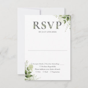Grönt blomster typografi bröllop OSA kort