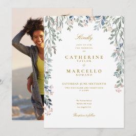 Grönt blomster vilda blommor Foto Bröllop Inbjudningar