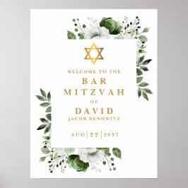 Grönt blomsterarrangemang Bar Mitzvah Bat Mitzvah  Poster