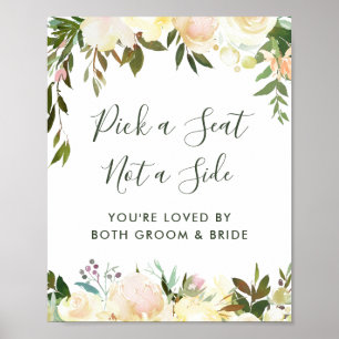 Grönt blomsterbröllop Ceremoni Välj en plats skylt