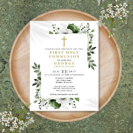 Grönt blomsterfirande första kommunion Spara datum Vykort