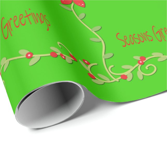 Grönt blomsterfirande Julhälsningar Presentpapper (Rullad Hörn)