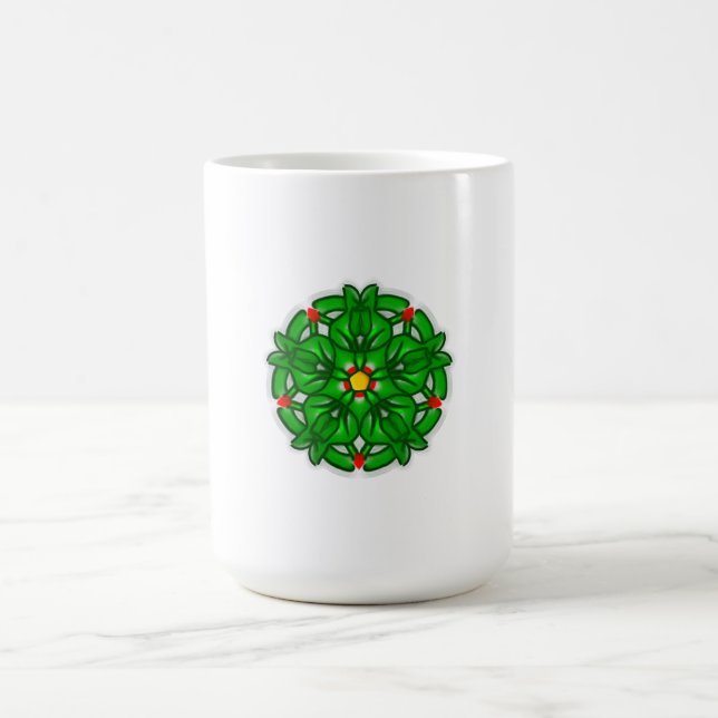 Grönt blomstergeometriskt mönster kaffemugg (Center)