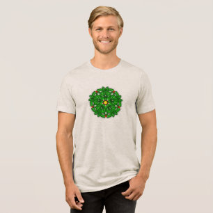 Grönt blomstergeometriskt mönster t shirt