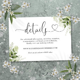 Grönt blomsterhjärtmanus Bröllopsdetaljer Tilläggskort