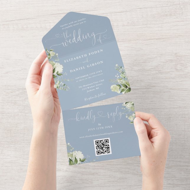 Grönt blomsterliknande skrivstil dammig blå QR-kod (Tearaway)