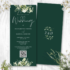 Grönt blomsterliknande smaragdgrön QR-kod Bröllop Inbjudningar