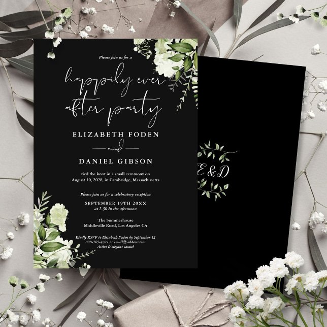 Grönt blomsterlycka efter bröllop inbjudningar (Greenery Floral Happily Ever After Wedding Invitation)