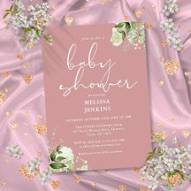 Grönt blomstur dammig rosa flicka baby shower
