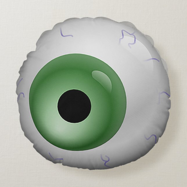 Grönt Bloodshot Öga Zombie Halloween Round Rund Kudde (Framsidan)