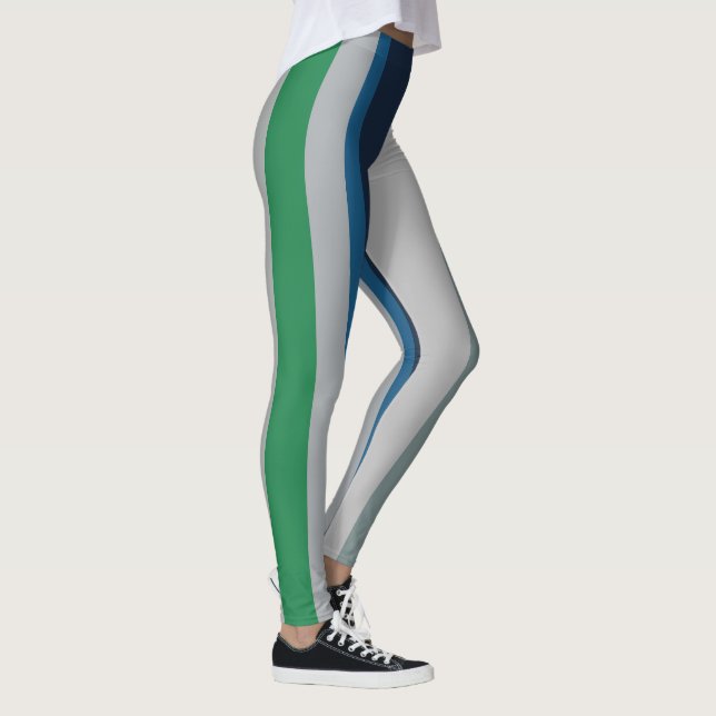 Grönt Blue Abstrakt Rand Leggings (Höger)