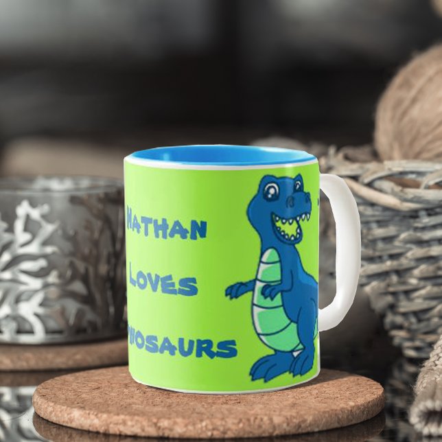 Grönt Blue | Anpassa Namn | Dinosaur | MUGG (Skapare uppladdad)