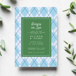 Grönt Blue Argyle Golf Swing Rehearsal Middag Inbjudningar