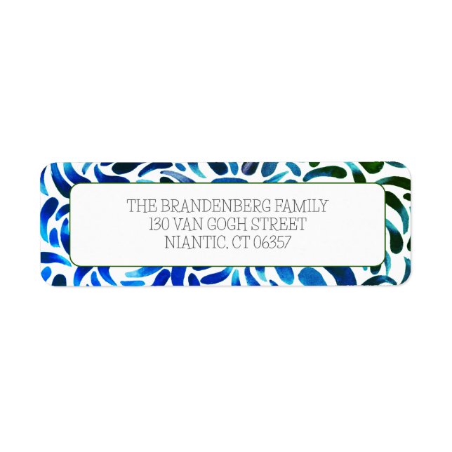 Grönt & Blue Art Birthday Paint Party Returadress Etikett (Framsidan)