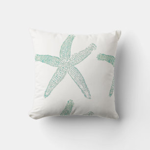 Grönt Blue av Starfish Nautical Beach Teal Seafoam Kudde
