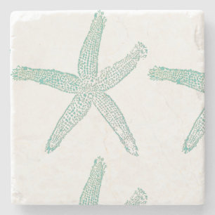 Grönt Blue av Starfish Nautical Beach Teal Seafoam Stenunderlägg