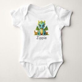 Grönt Blue Baby Dragon Fantasy Art Bodykostym T Shirt