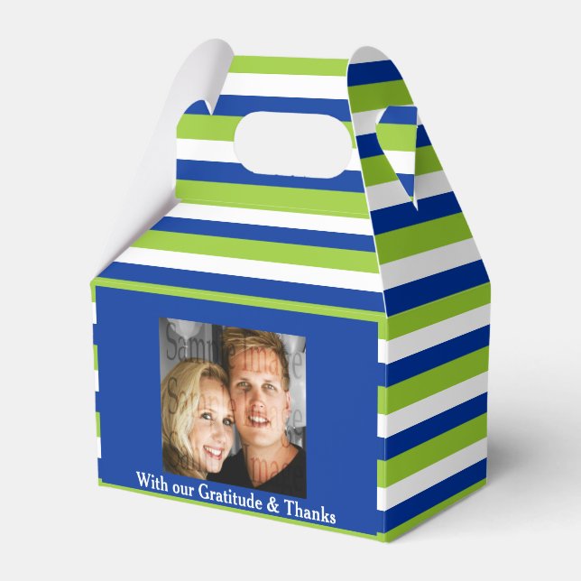 Grönt blue bröllop PHOTO 2 Presentaskar (Framsidan Sidan)