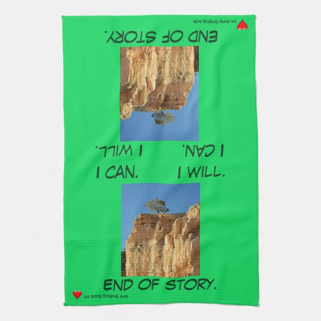 Grönt Blue Brown Red Träd Heart I can Kökshandduk (Vertikal)