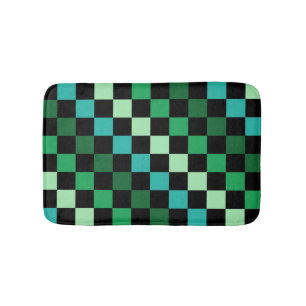 Grönt Blue Checkered Gingham Mönster Badrumsmatta