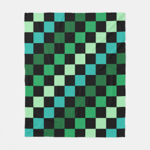 Grönt Blue Checkered Gingham Mönster Fleecefilt