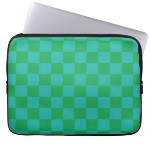 Grönt Blue Checkered Gingham Mönster Laptop Fodral
