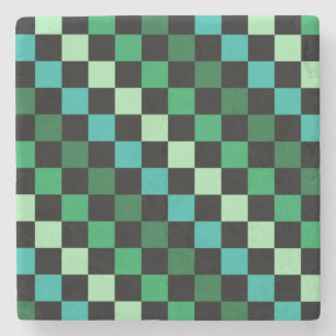 Grönt Blue Checkered Gingham Mönster Stenunderlägg