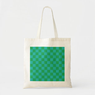 Grönt Blue Checkered Gingham Mönster Tygkasse