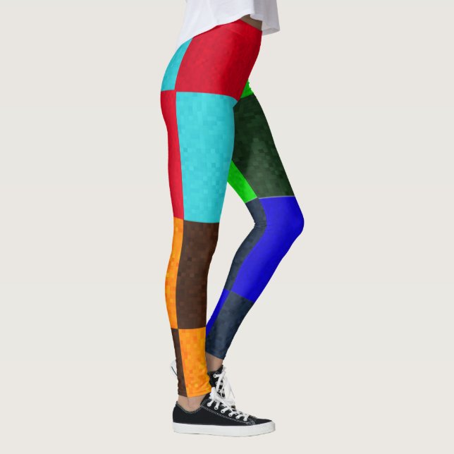 Grönt Blue  Checks Mönster, Leggings (Höger)