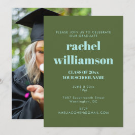 Grönt Blue Class of 2025 Photo Studentfest Inbjudningar