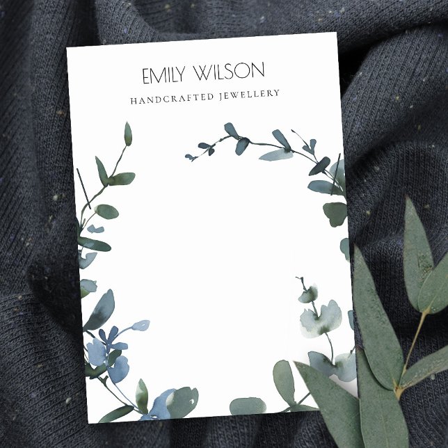 GRÖNT BLUE COIN EUCALYPTUS FAUNA NECKLACE VISNING VISITKORT (Skapare uppladdad)