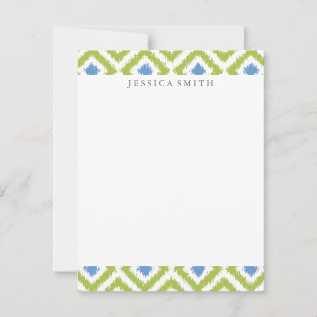 Grönt Blue Diamonds Ikat Mönster (Framsida)