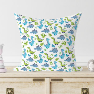 Grönt BLUE Dinosaur Mönster barnsovrum Kudde